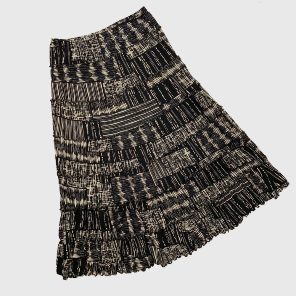 NWT JM Collection Tan & Black Midi Skirt sz M